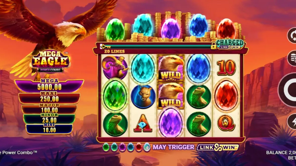 Pemandangan alam liar Amerika Utara yang megah di latar belakang slot Mega Eagle Power Combo